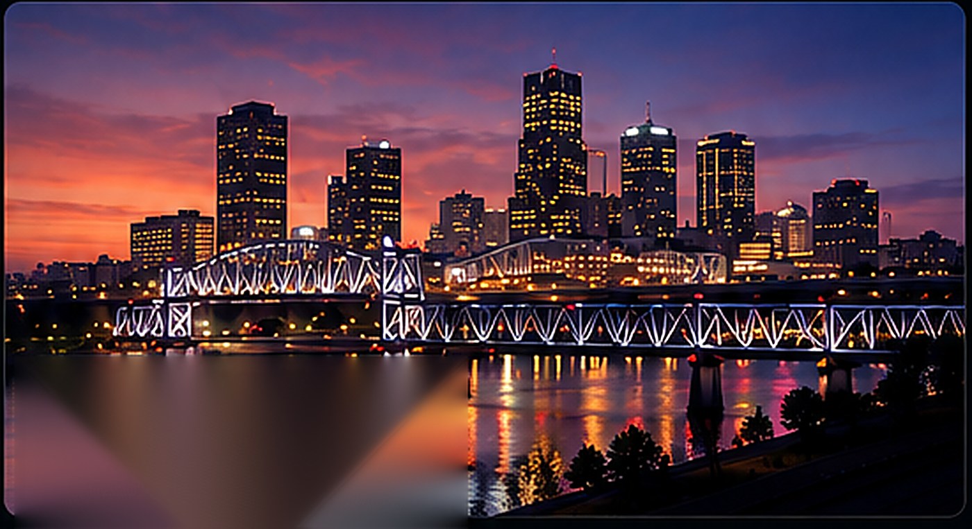 The Little Rock skyline at dusk